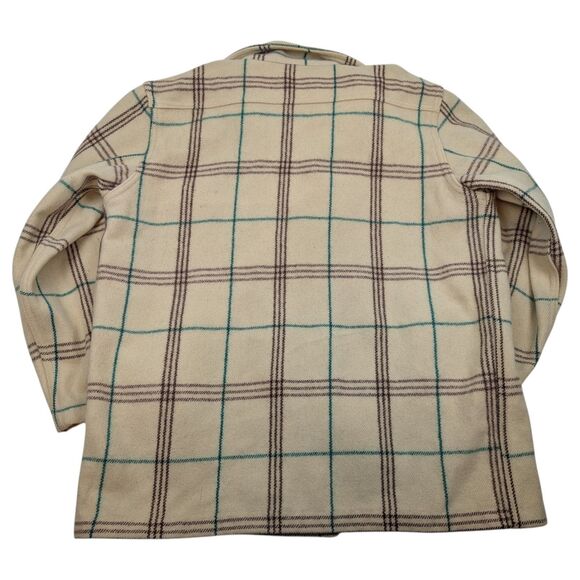 Vtg 40s Jumbo Jac Wool Jacket Mens L /XL Cream Plaid Merrill Woolen Mills 1940s - Picture 3 of 13
